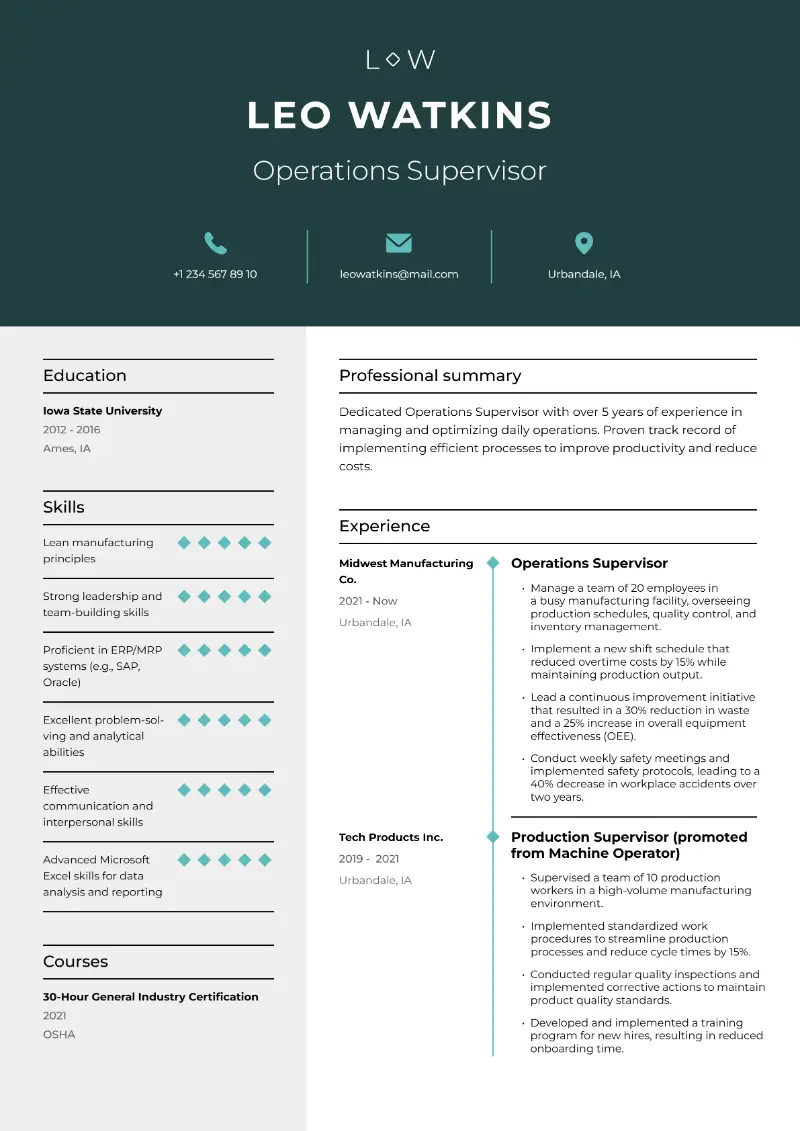 6 Supervisor Resume Examples and Templates for 2025