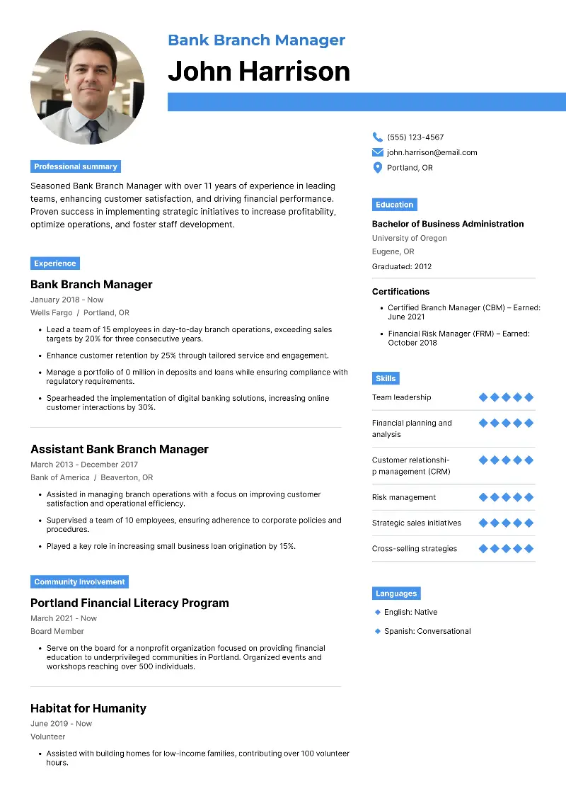 3 Branch Manager Resume Examples and Expert Tips