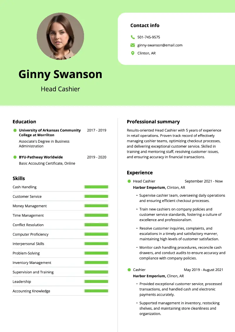 Cashier Resume Examples and Writing Advice for 2025