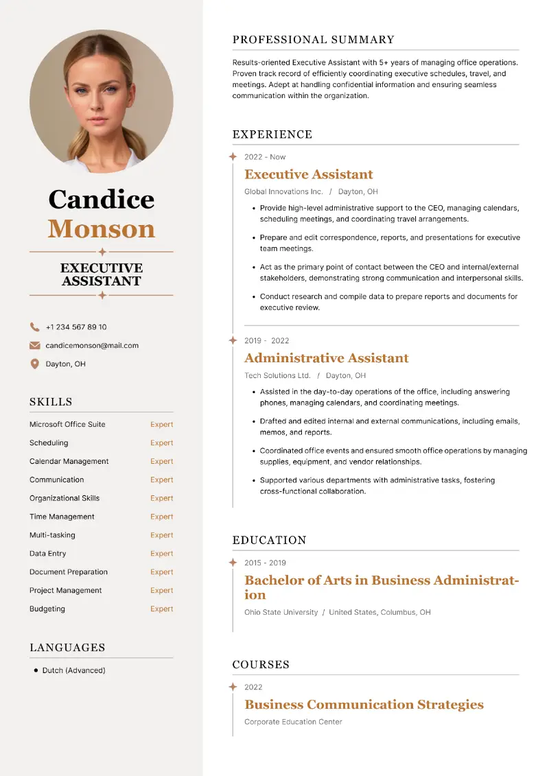 Executive Assistant Resume Examples And Templates for 2025