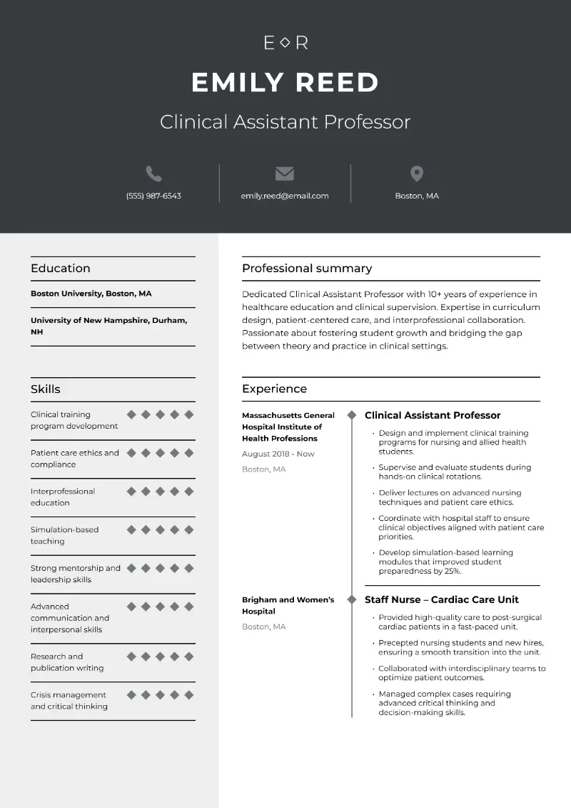 Best Assistant Professor Resume Examples and Tips for 2025