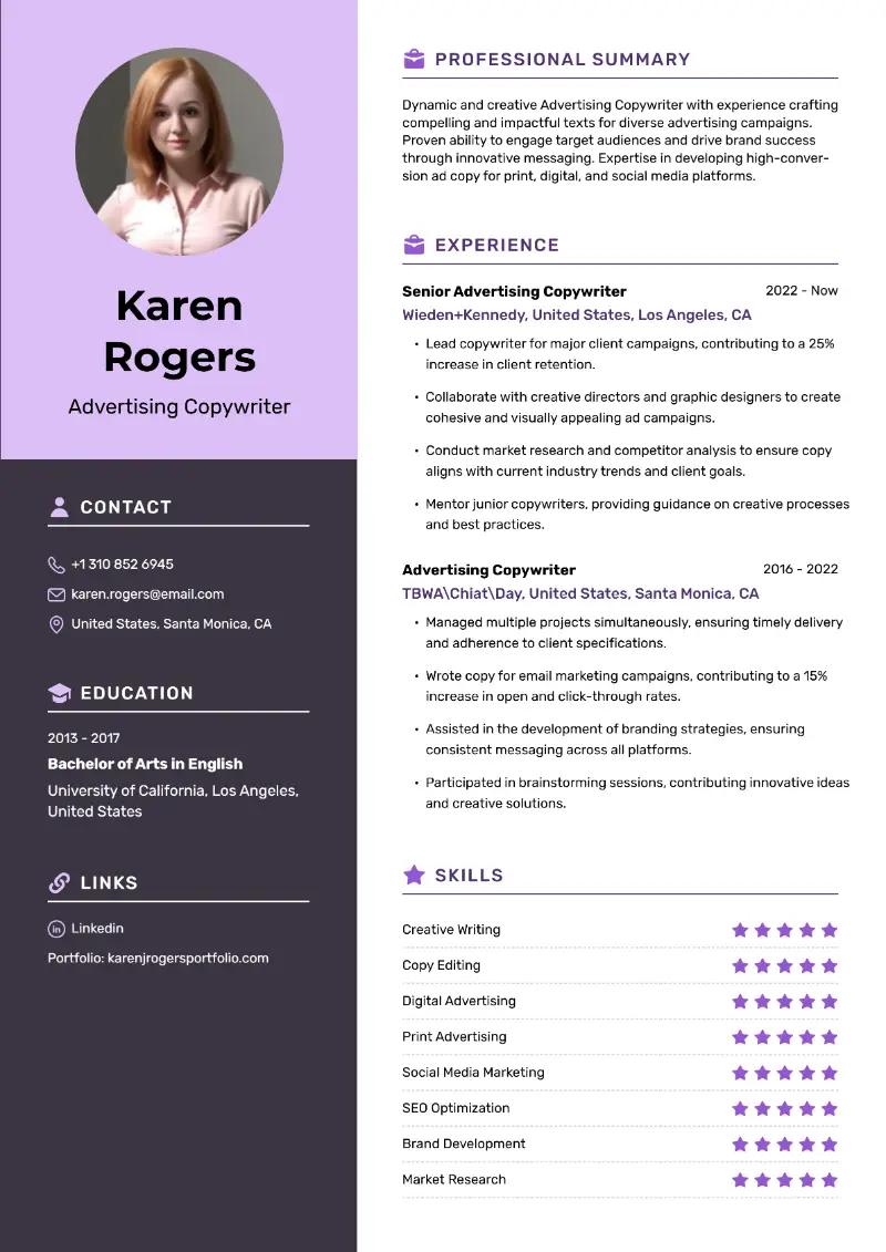 5 Copywriter Resume Examples & Templates for 2025