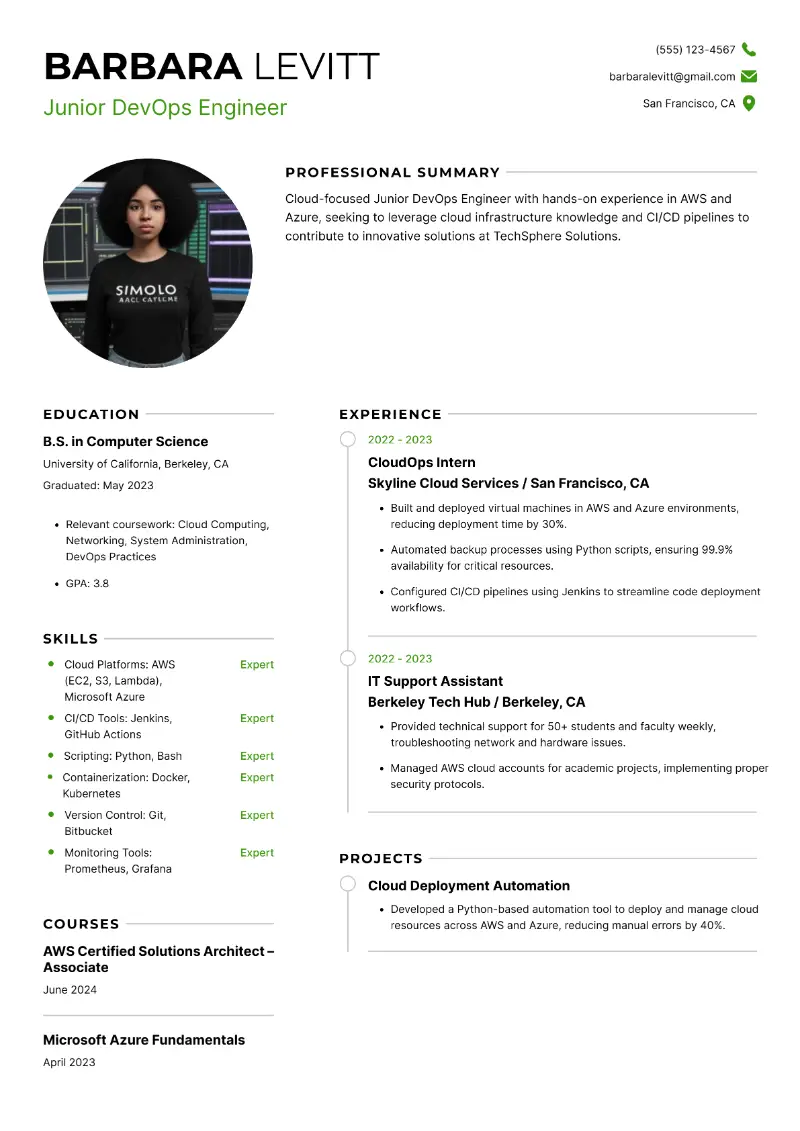Junior DevOps Engineer Resume Examples and Guide for 2025