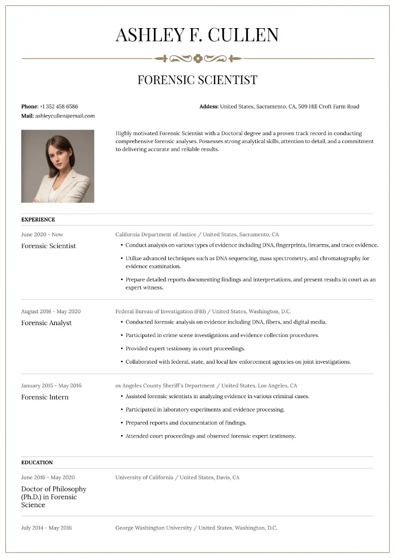 Forensic Scientist CV