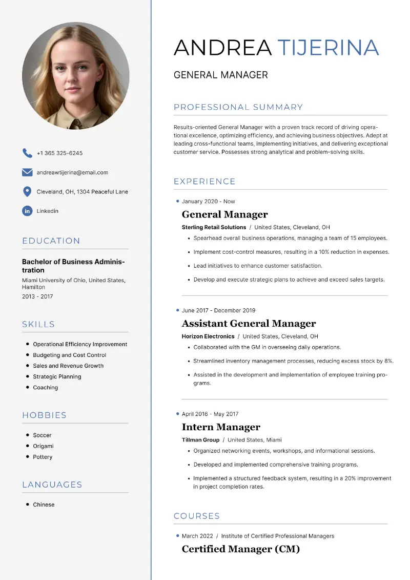 6 General Manager Resume Examples and Guides for 2025