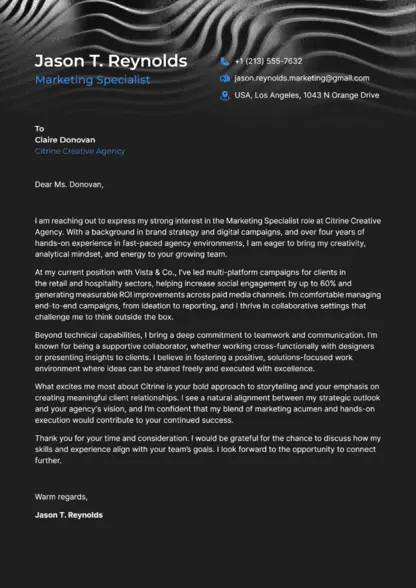 Choose Desert cover letter template Choose Desert cover letter template