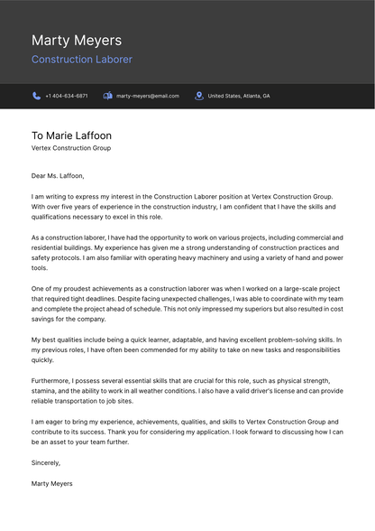 Choose Modern cover letter template Choose Modern cover letter template