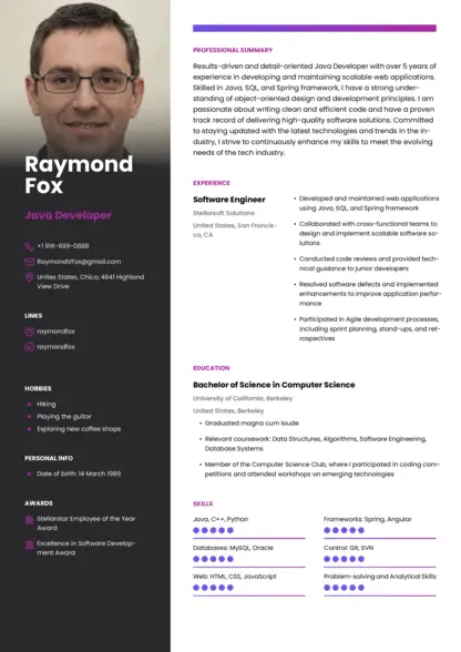 Choose Sunset resume template Choose Sunset resume template