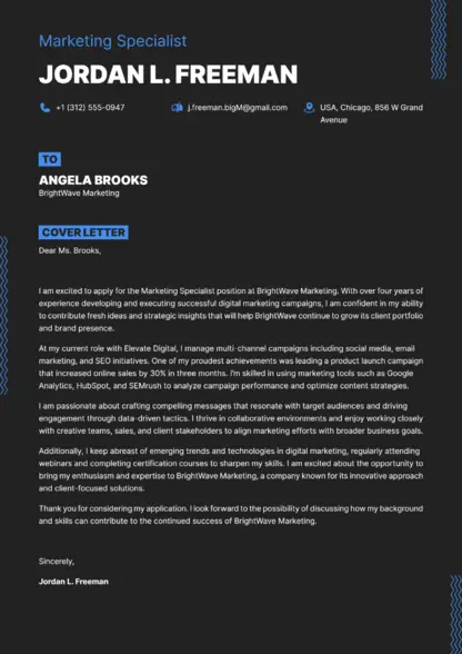 Choose Vivid cover letter template Choose Vivid cover letter template